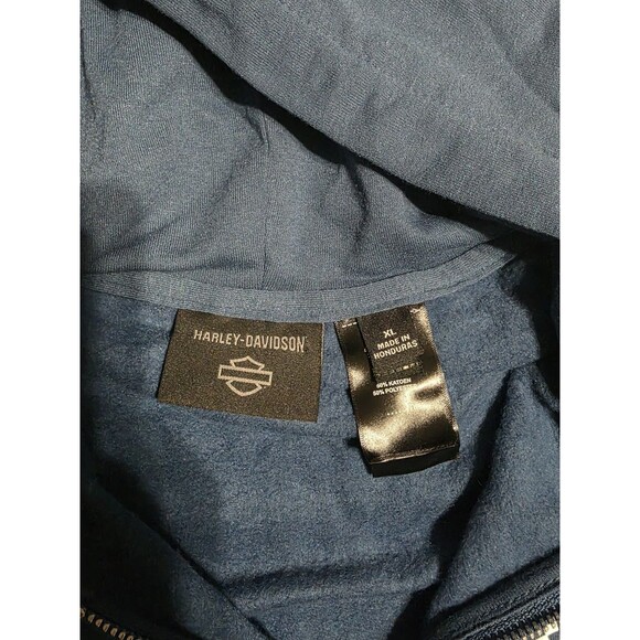 New Indigo Harley-Davidson Motors Men's Club Crew Zip-Up Fleece Hoodie Size XL - Picture 5 of 9